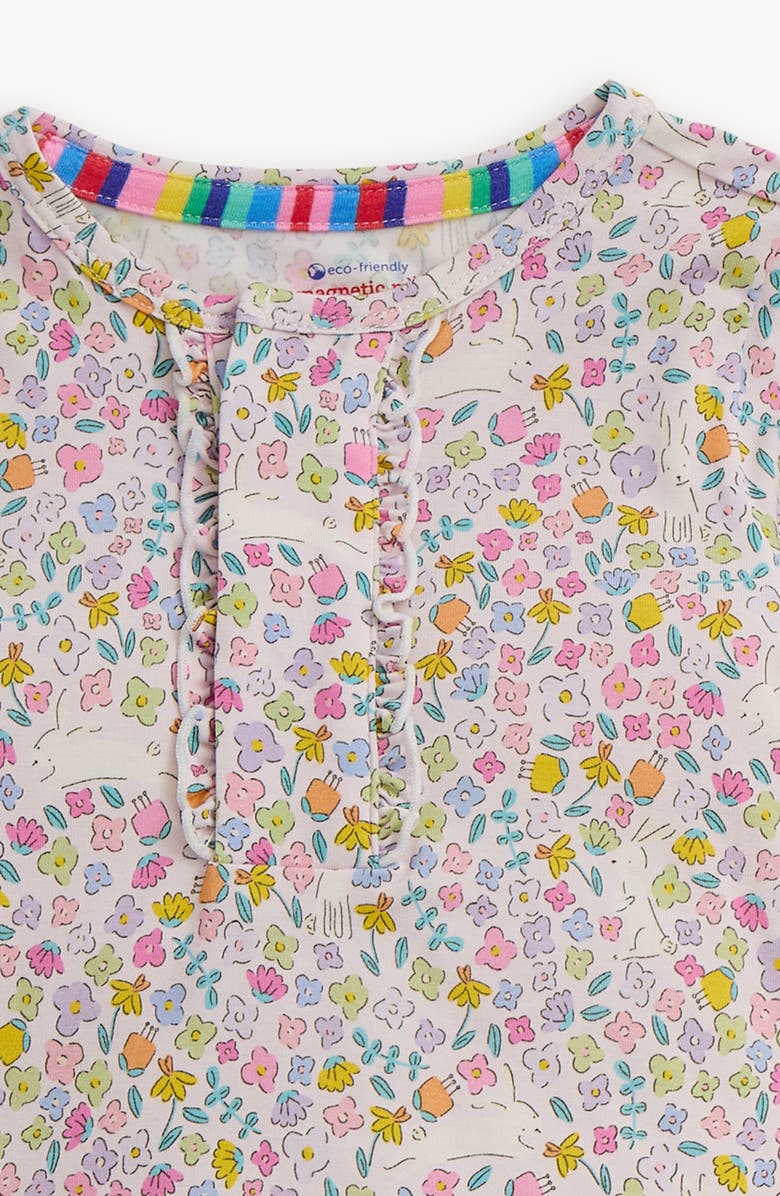 Magnetic Me Kids' Bunny Blossom Ruffle Fitted Two-Piece Pajamas, Alternate, color, Bunny