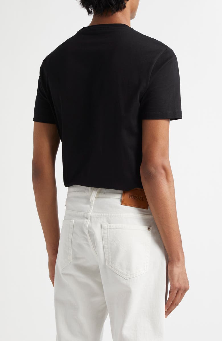 Versace Medusa Embroidered Cotton T-Shirt, Alternate, color, Black
