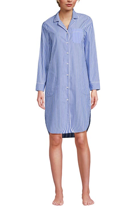 Cotton Poplin Long Sleeve Sleepshirt Nightgown