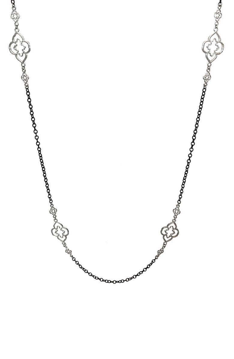 Armenta New World Heraldry Openwork Station Necklace, Alternate, color, Black