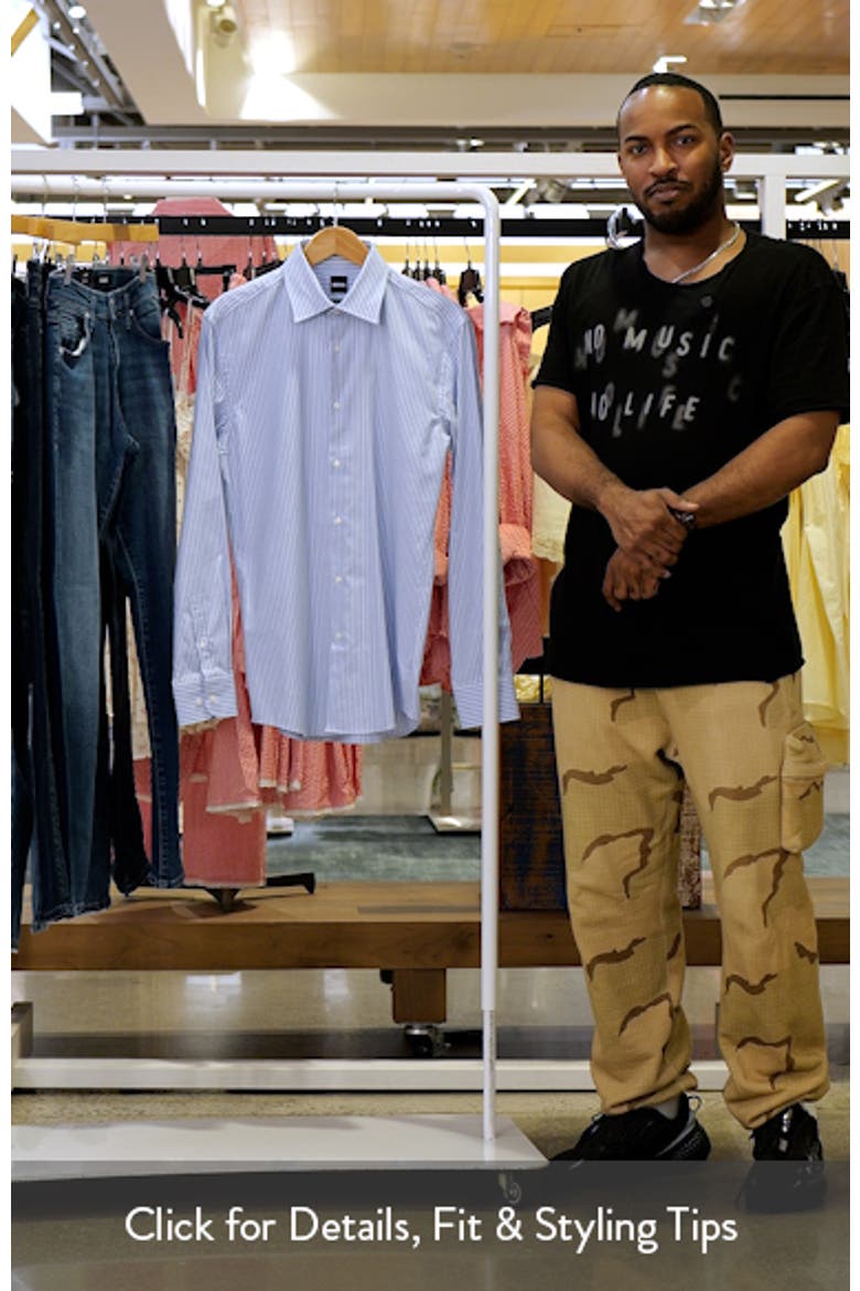 Hank Slim Fit Stripe Stretch Cotton Dress Shirt video