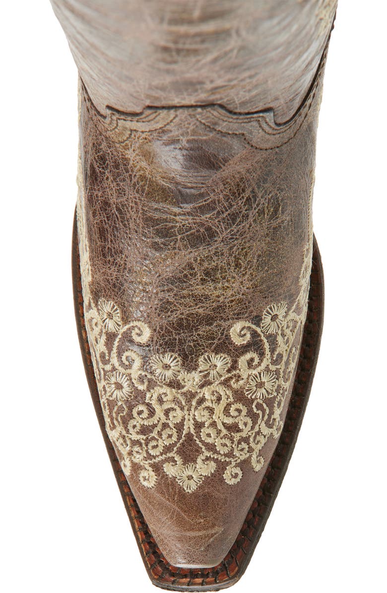 CORRAL Embroidered Crackled Mid Calf Western Boot, Alternate, color, Brown