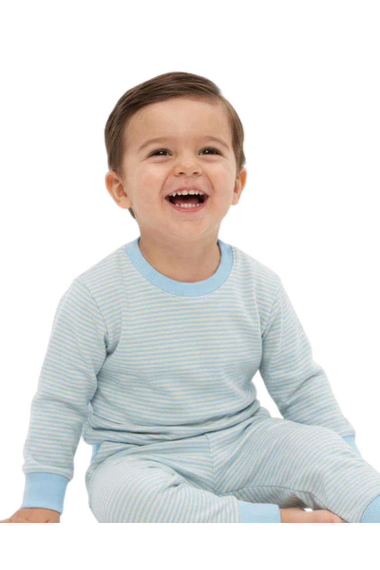Seaside Stripe Little Lounger Sweatsuit, Alternate, color, Soft Blue and White Stripes