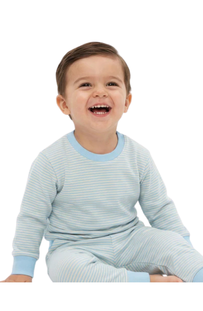 Motette Seaside Stripe Little Lounger Sweatsuit, Alternate, color, Soft Blue And White Stripes