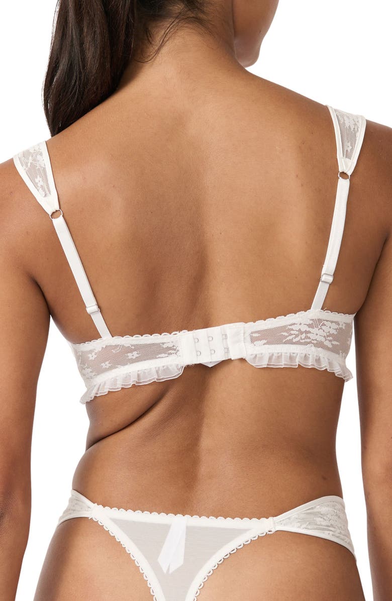 Kat The Label Bianca Ruffle Underwire Lace Trim Bra, Alternate, color, White