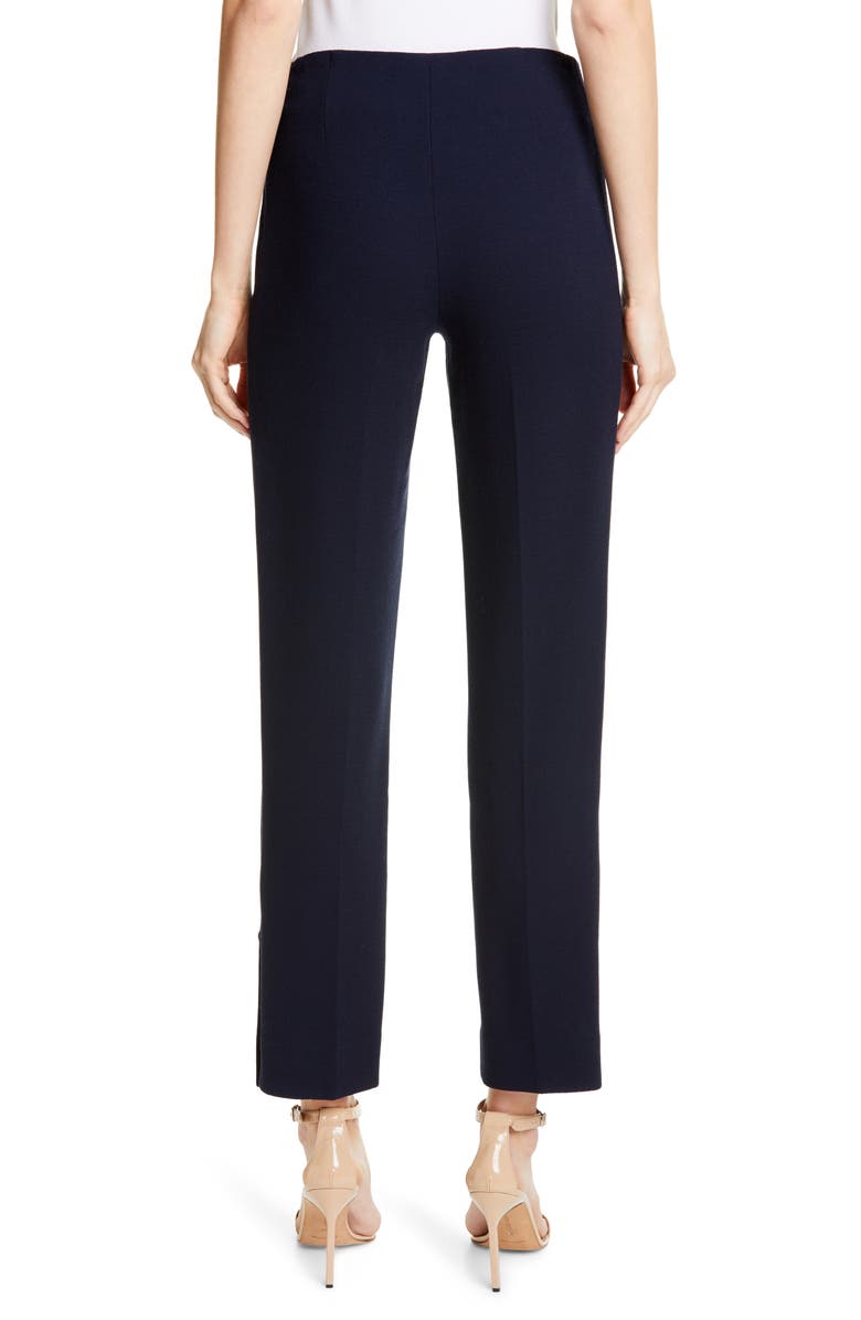 Lela Rose Button Hem Wool Blend Straight Leg Pants, Alternate, color,