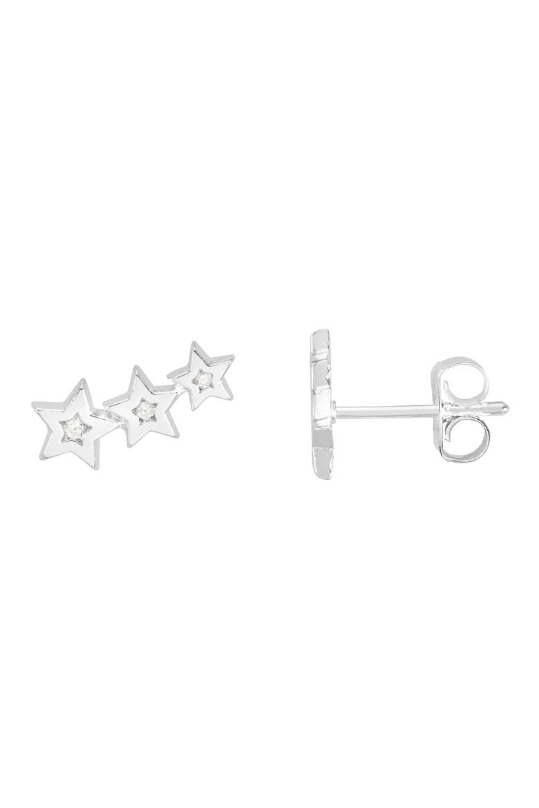 Cubic Zirconia Star Ear Crawlers, Main, color, SILVER