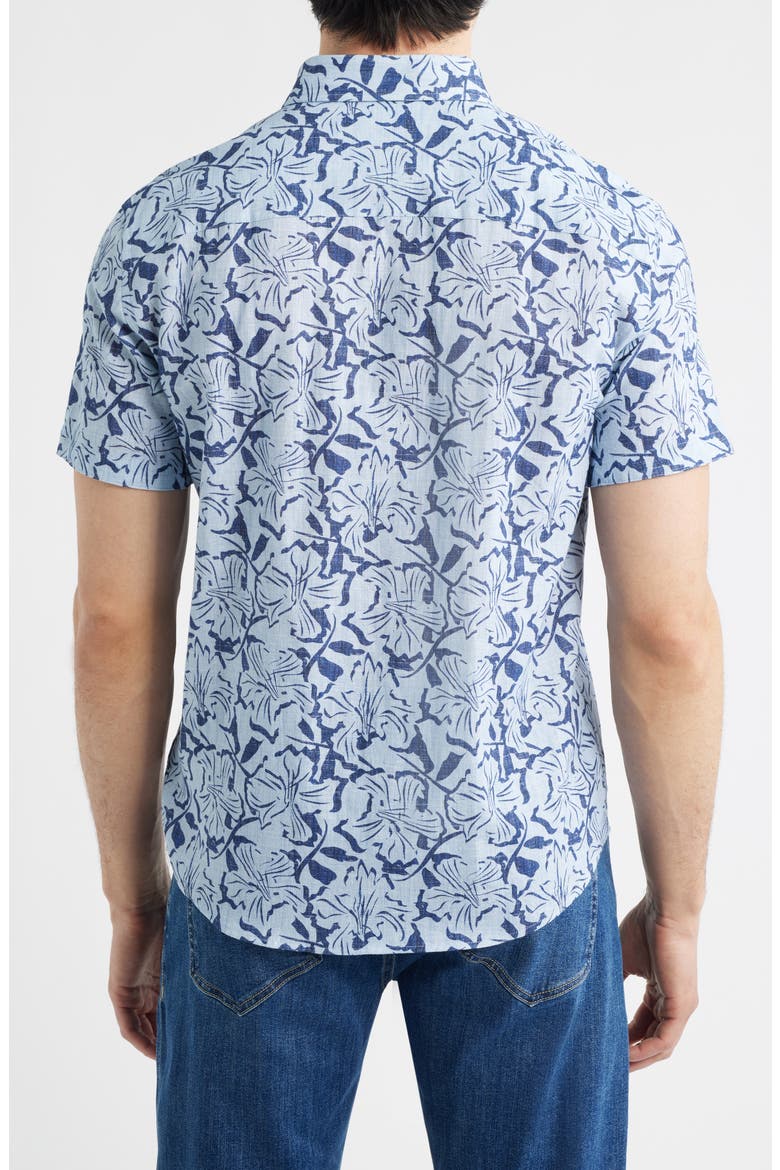 Hampton Stretch Cotton Short Sleeve Button-Up Shirt, Alternate, color, BLUE HIBISCUS