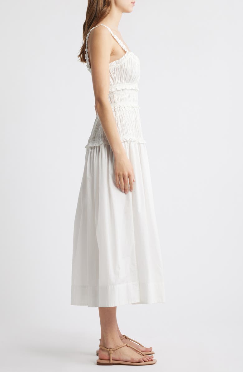 DÔEN Marianne Stripe Organic Cotton Midi Dress, Alternate, color, Salt