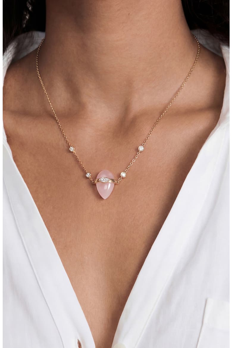 Semi Solstice Stone & Crystal Pendant Necklace, Alternate, color, ROSE QUARTZ