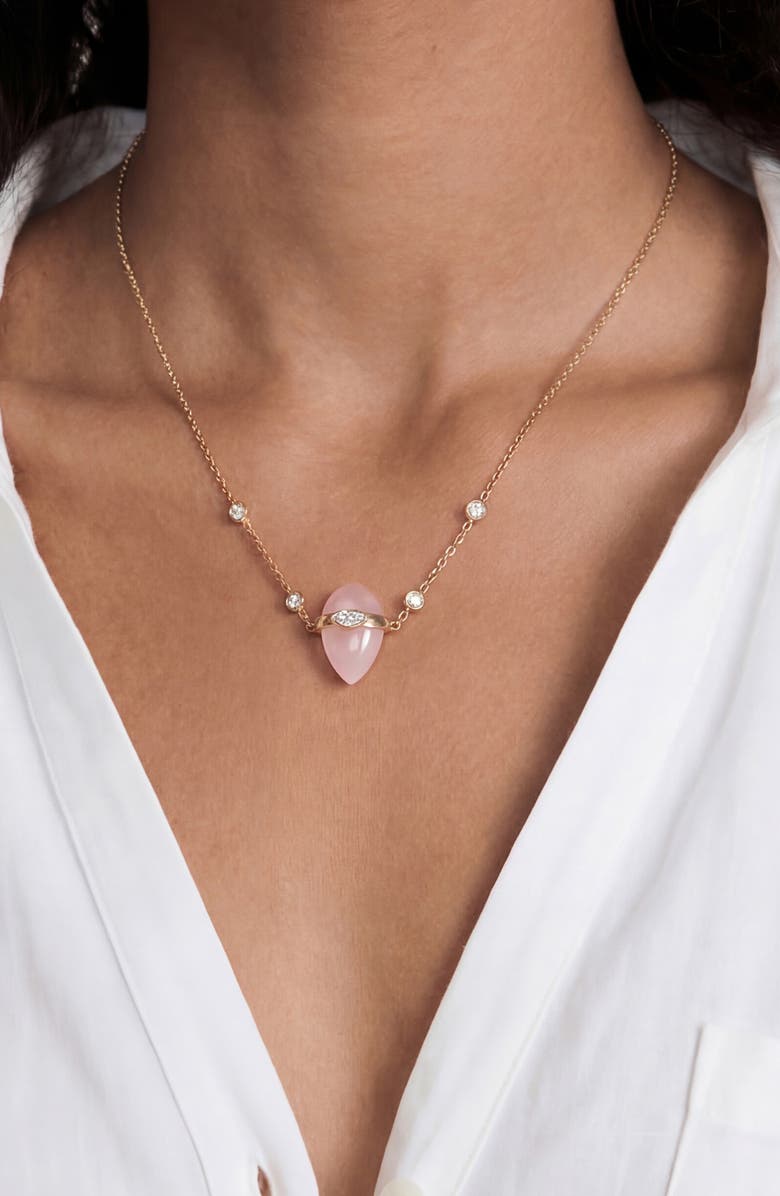 Ettika Semi Solstice Stone & Crystal Pendant Necklace, Alternate, color, Rose Quartz