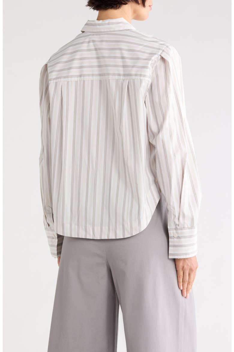 Estrella Striped Button-Up Shirt, Alternate, color, WHITE/ GREY STRIPE