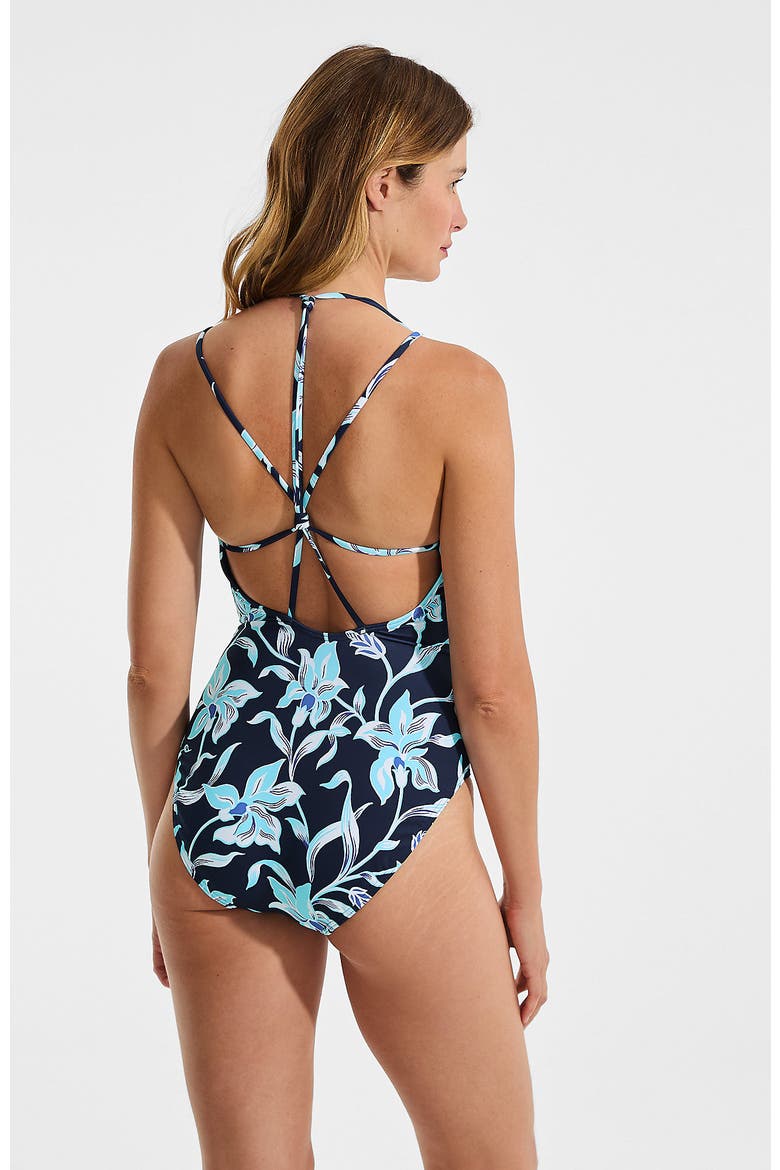 Tugless QuickDry V-Neck Multi-Way High Leg One Piece Swimsuit, Alternate, color, Bright Cobalt Blue