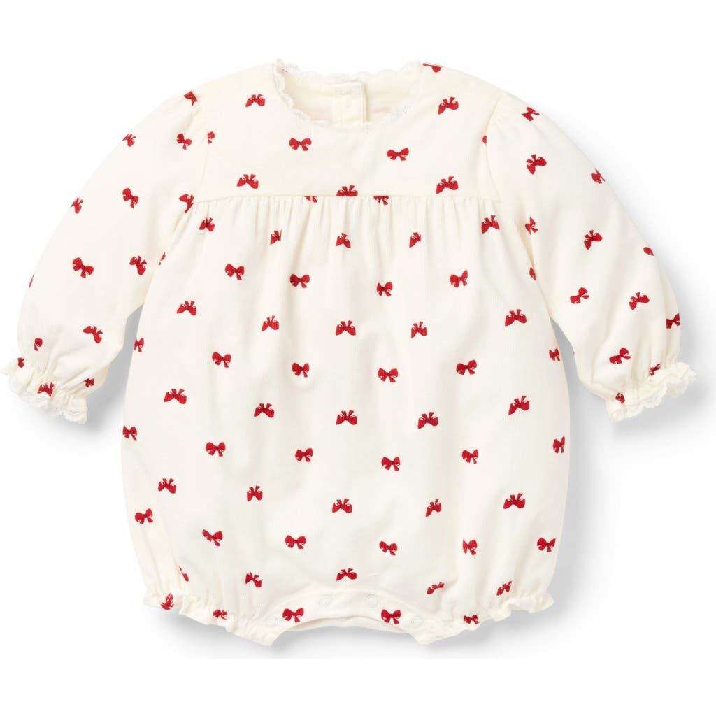 Janie and Jack Baby Bow Corduroy Romper in Red Multi  product