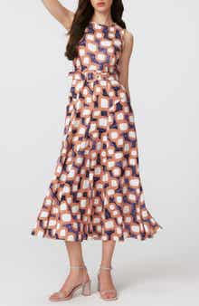 Diane von Furstenberg Elliott Abstract Print Sleeveless Midi Dress