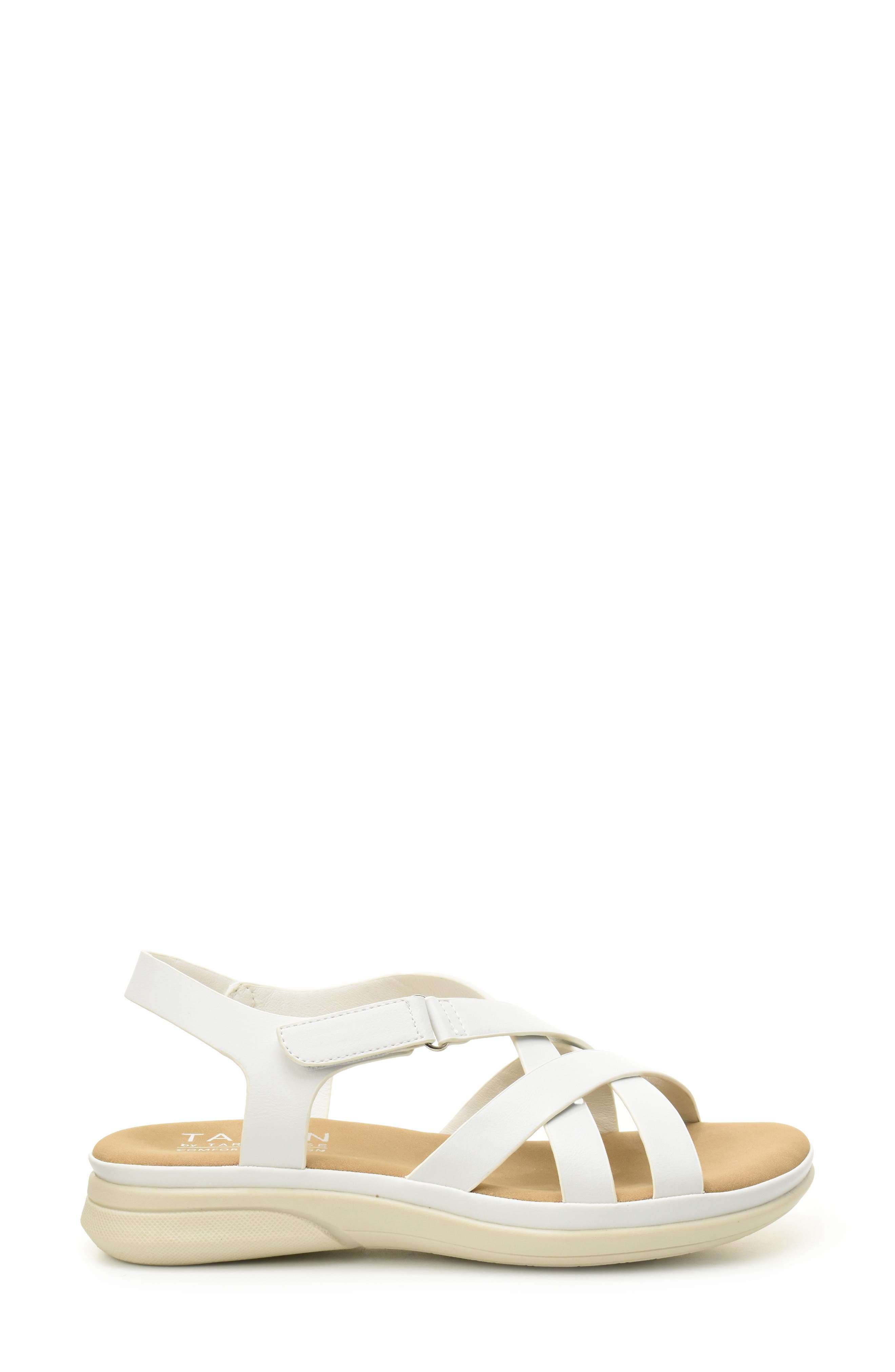 Taryn Rose Lasercut Slide Sandal, Alternate, color, White