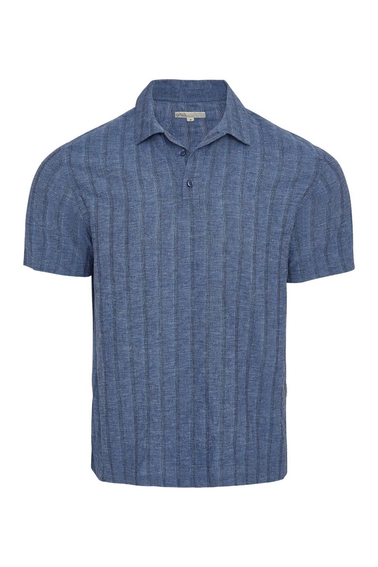 Cotton Linen Pop Over Polo Tee, Alternate, color, Navy