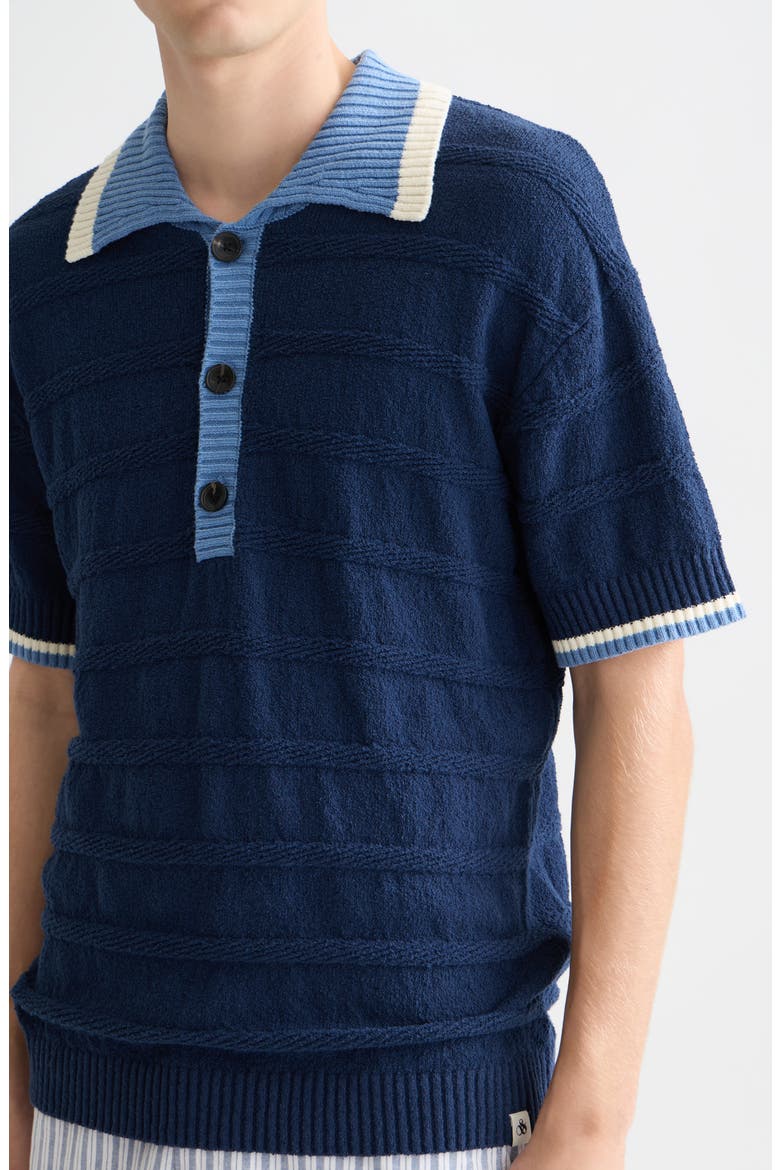 Loose Fit Contrast Trim Polo, Alternate, color, PAGEANT BLUE