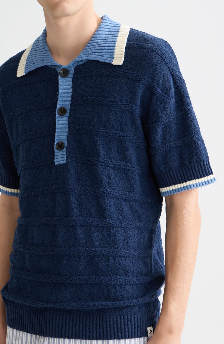 Scotch & Soda Loose Fit Contrast Trim Polo, Alternate, color, Pageant Blue