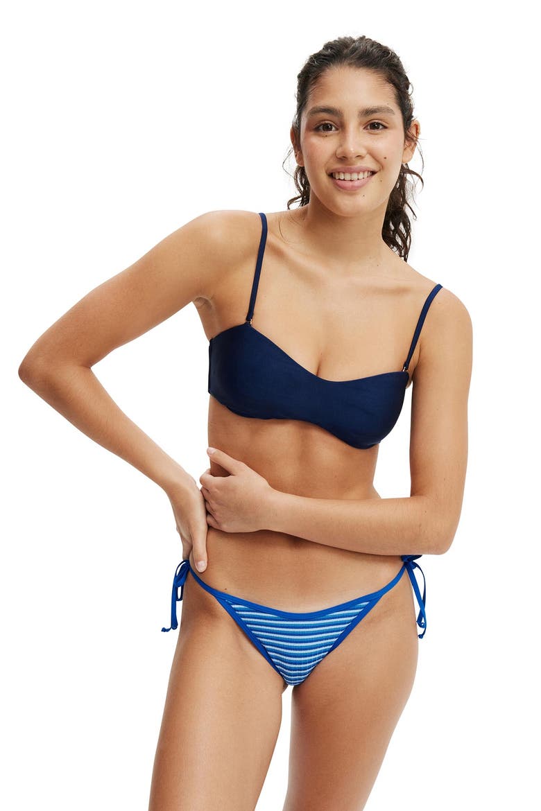 Women's Curved Bandeau Bikini Top, Main, color, Ocean Water Shimmer