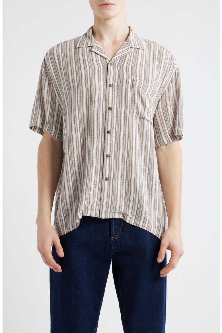 Bunker Twisted Stripe Camp Shirt, Main, color, ROBUST RED