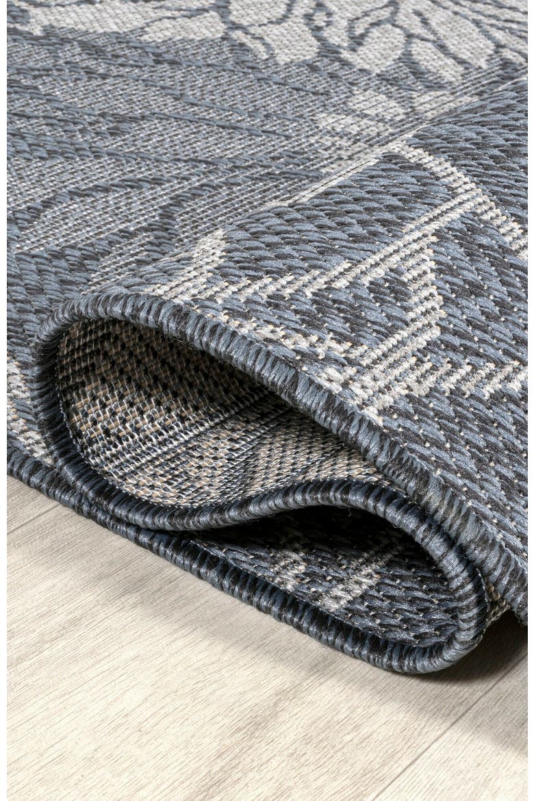 Bahamas Modern All-Over Floral Indoor/Outdoor Area Rug, Alternate, color, Navy/Gray