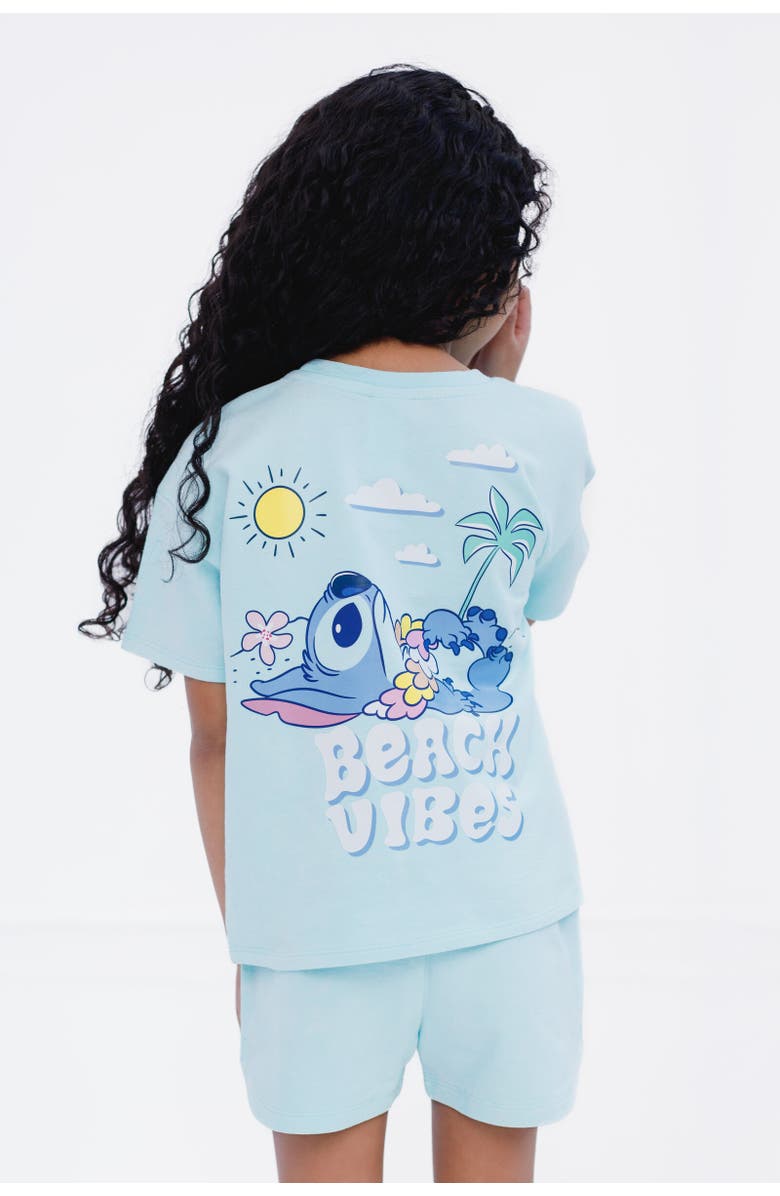 Disney Wash T-Shirt & Shorts Set, Alternate, color, Lilo & Stitch Blue
