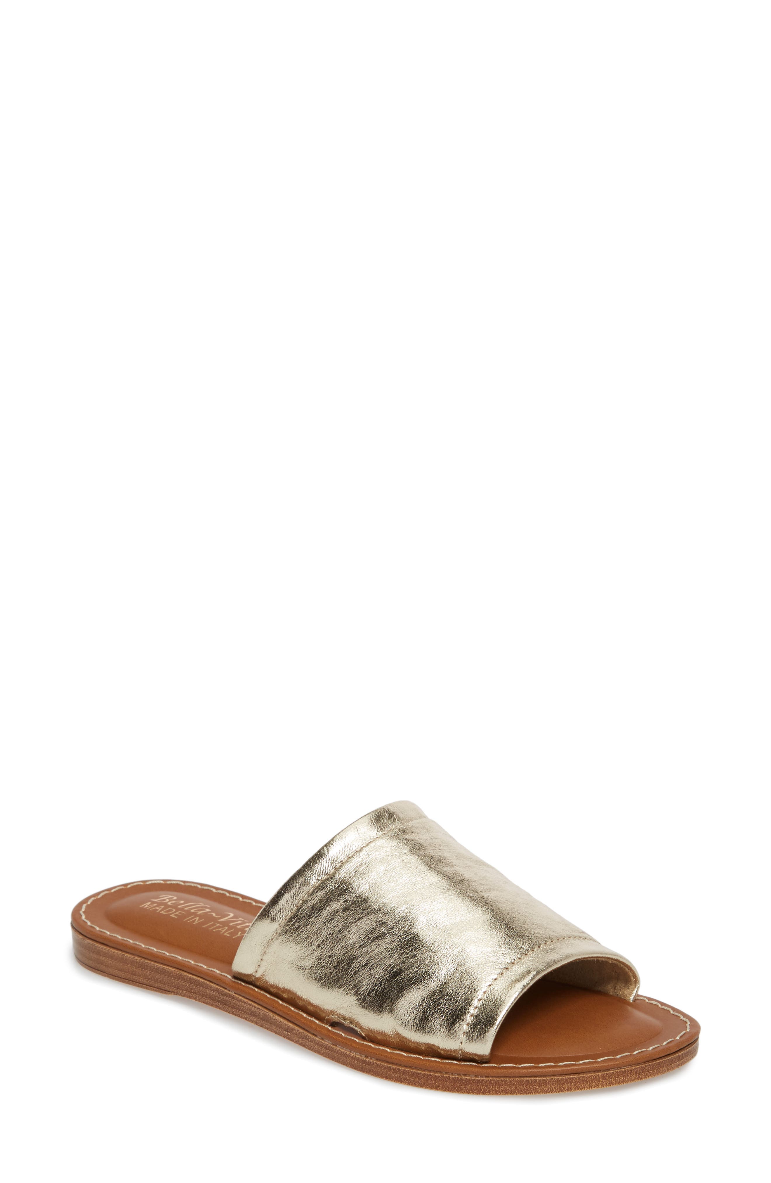 Ros Slide Sandal, Main, color, GOLD LEATHER