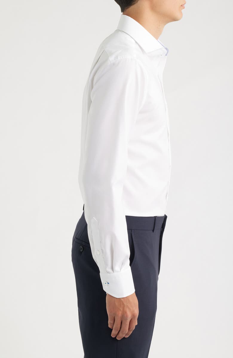 Lorenzo Uomo Trim Fit Solid White Textured Cotton Dress Shirt, Alternate, color, White