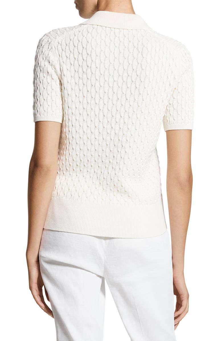 Theory Textured Cable Knit Organic Cotton Polo, Alternate, color, 