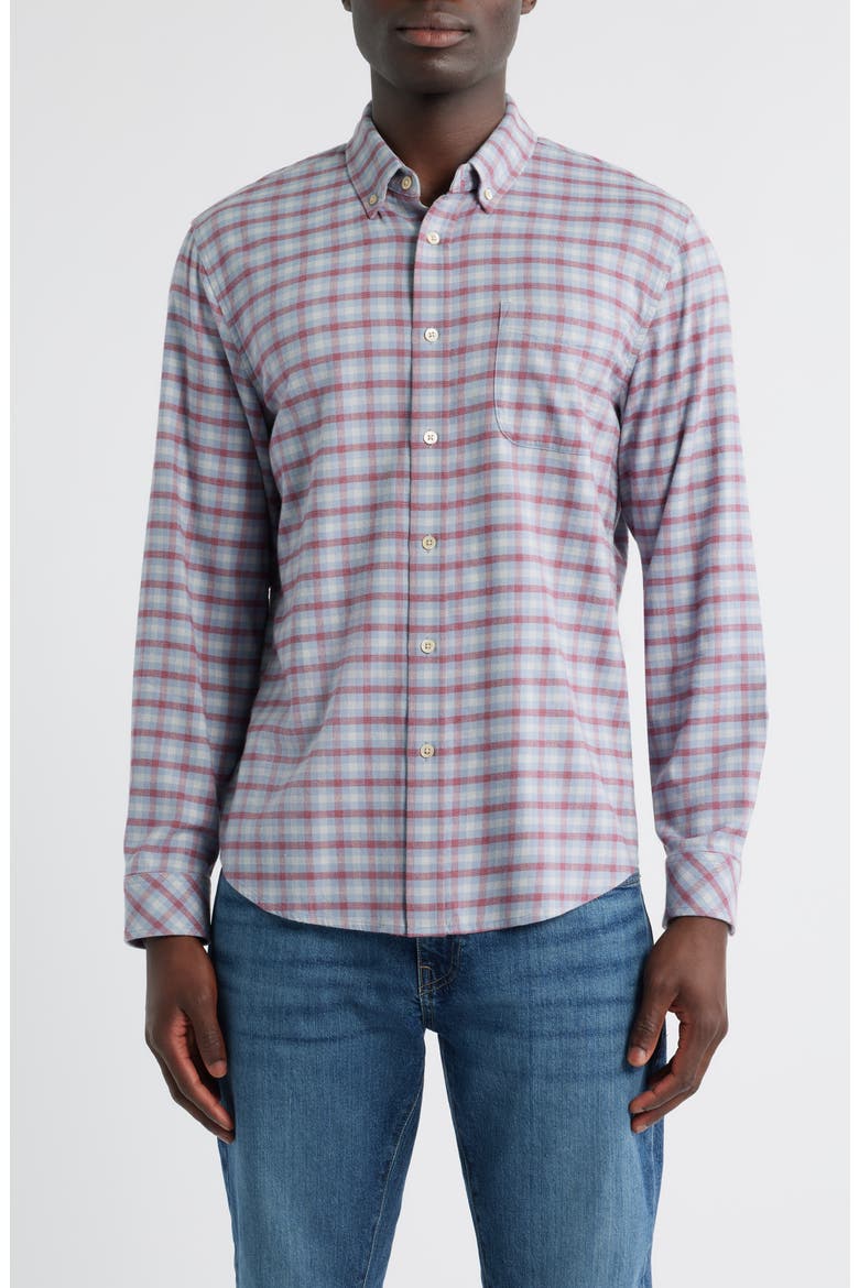 Vance Shadow Check Cotton Blend Button-Down Shirt, Main, color, BLUE RUBY CHECK