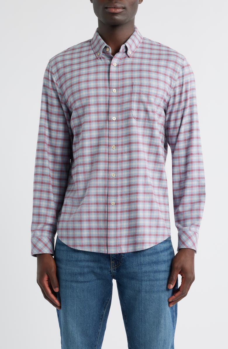 Rails Vance Shadow Check Cotton Blend Button-Down Shirt, Main, color, Blue Ruby Check