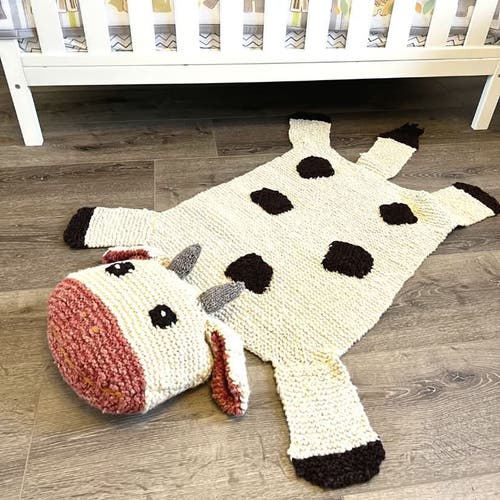 Finn & Emma Finn + Emma Organic Wool Play Mat + Nursery Rug | Cow In White