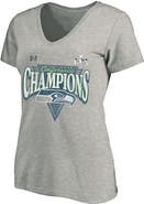 FANATICS Women's Fanatics  Heather Gray Seattle Seahawks 2025 NFC Champions Plus Size Hail Mary Tri-Blend V-Neck T-Shirt