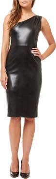 Love By Design Linette One-Shoulder Faux Leather Cocktail Dress