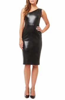 Love By Design Linette One-Shoulder Faux Leather Cocktail Dress