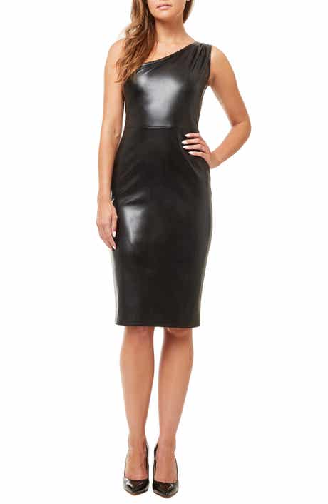 Love By Design Linette One-Shoulder Faux Leather Cocktail Dress