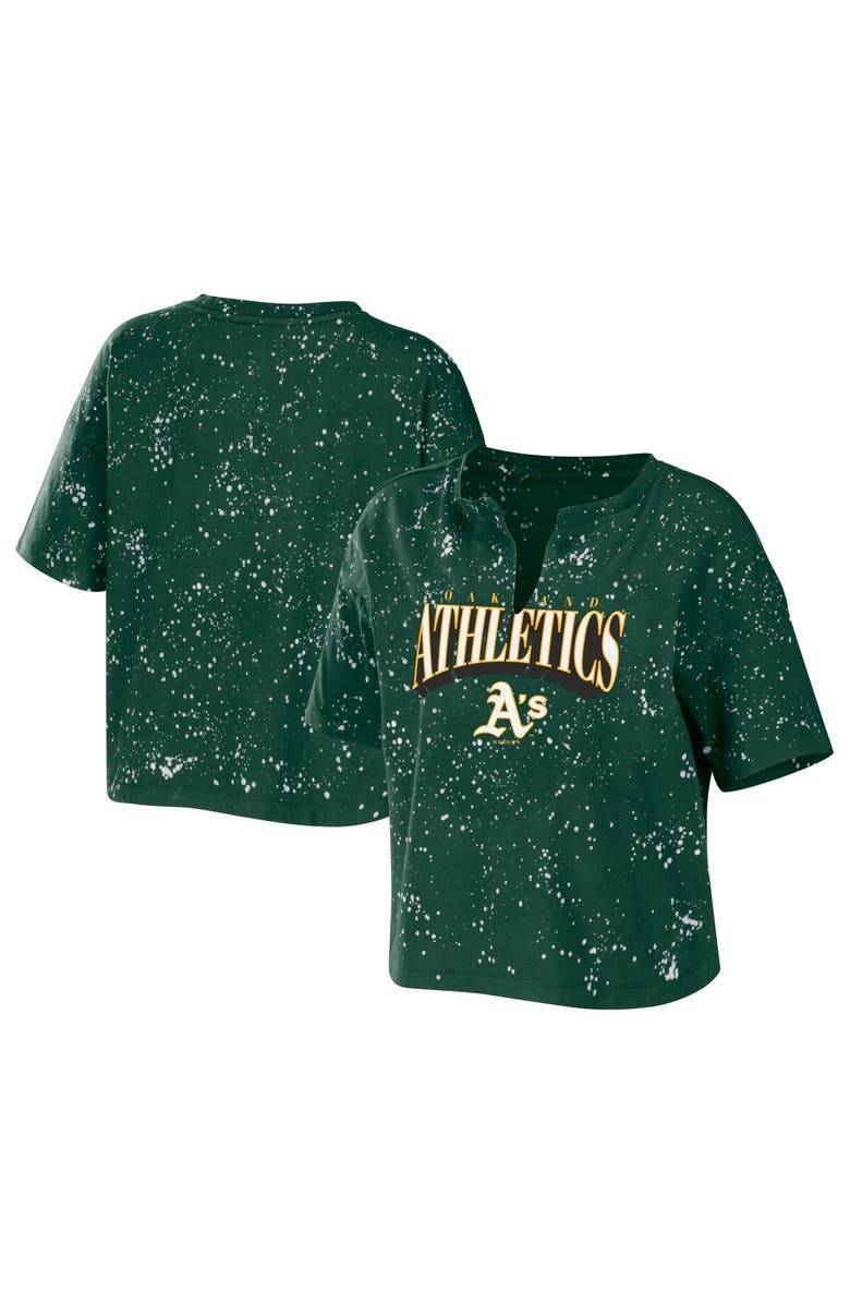 WEAR by Erin Andrews Women's WEAR by Erin Andrews Green Oakland Athletics Notch Neck Tie-Dye T-Shirt, Main, color, 