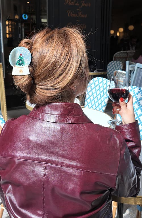 Solar Eclipse Hand Painted Snow Globe Claw Clip In Blue