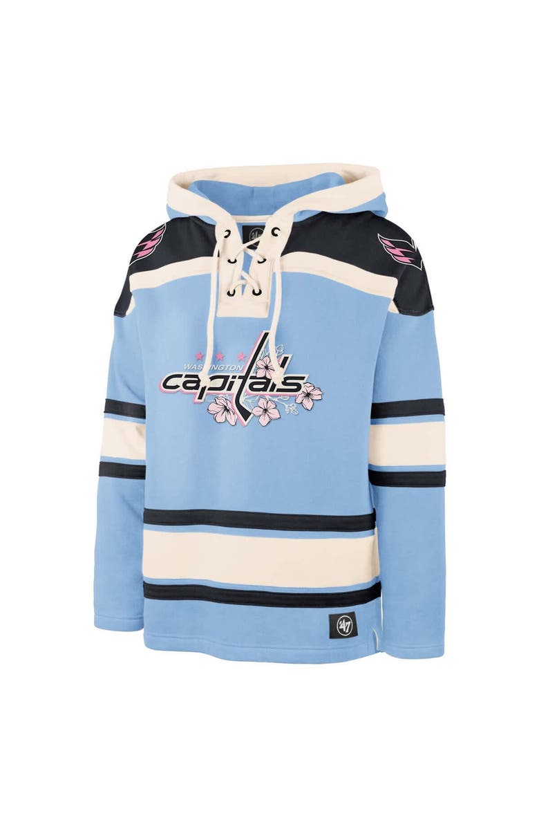'47 Men's '47 Light Blue Washington Capitals Cherry Blossom Lacer Pullover Hoodie, Alternate, color, Light Blue