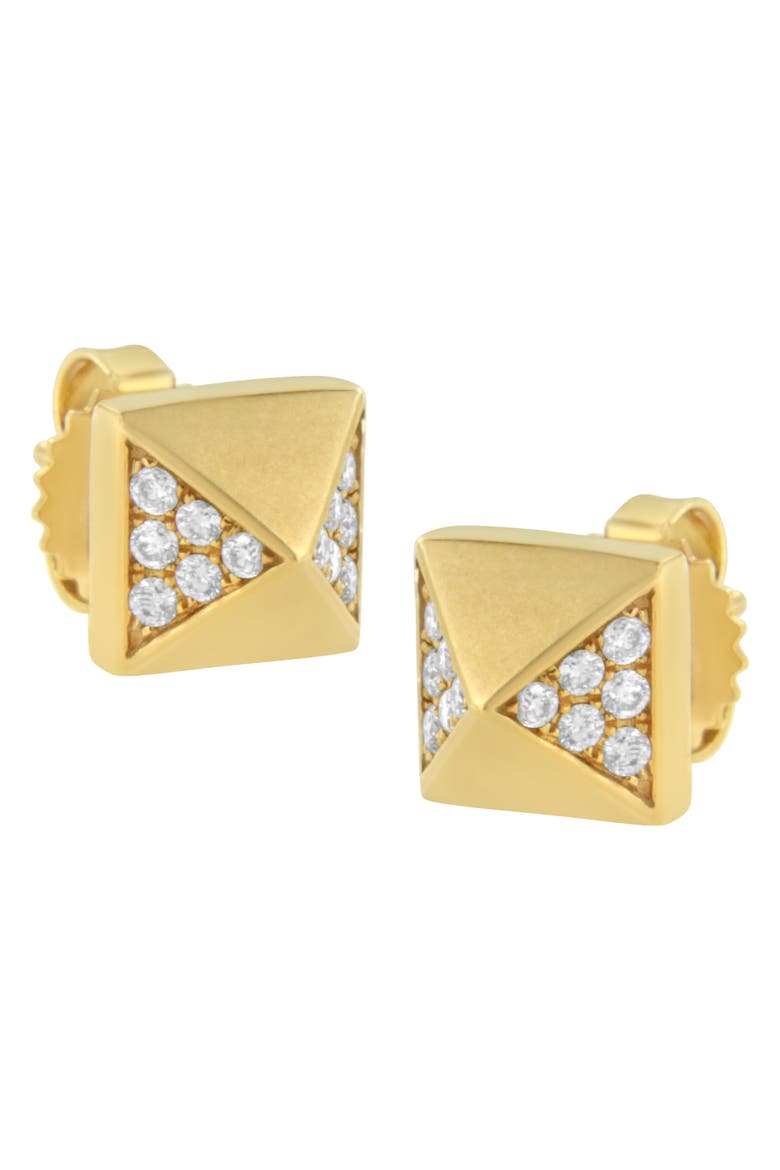 14K Yellow Gold 1/4 Cttw Diamond Pyramid Stud Earring, Alternate, color, Yellow