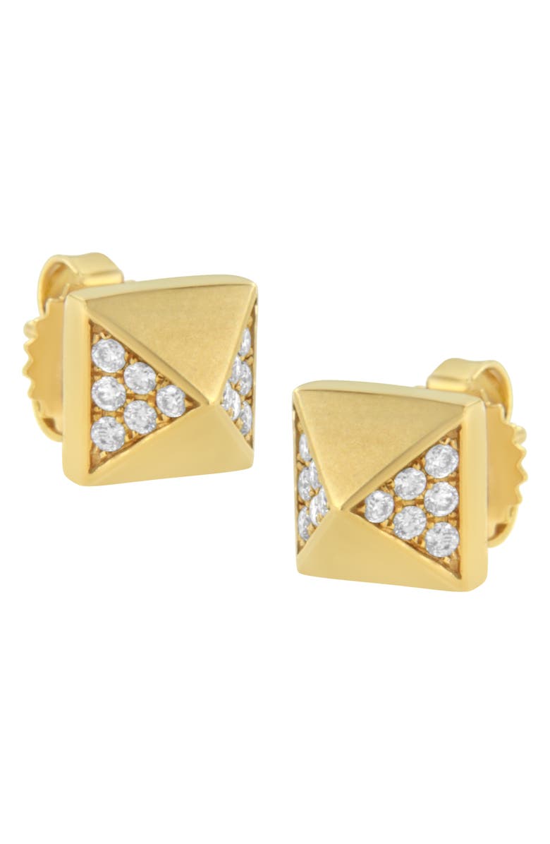 Haus of Brilliance 14K Yellow Gold 1/4 Cttw Diamond Pyramid Stud Earring, Alternate, color, Yellow