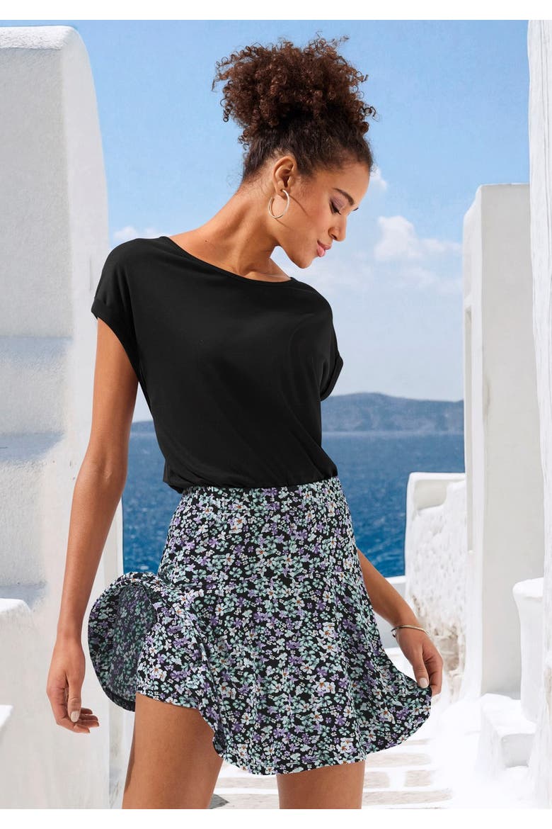 Flared Skort, Alternate, color, Lilac Turquoise