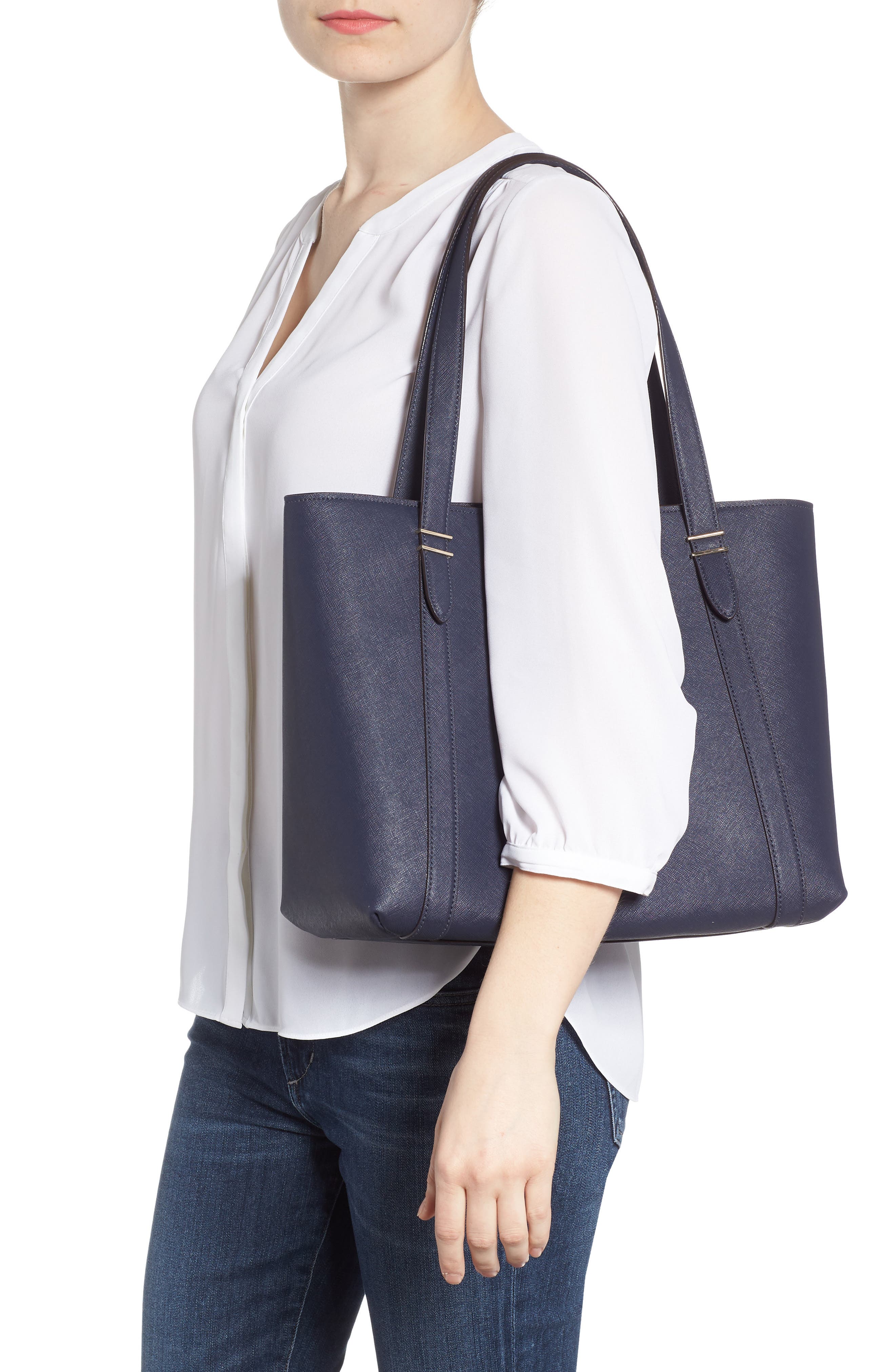 oakwood street - chandra leather tote, Alternate, color, BLAZER BLUE