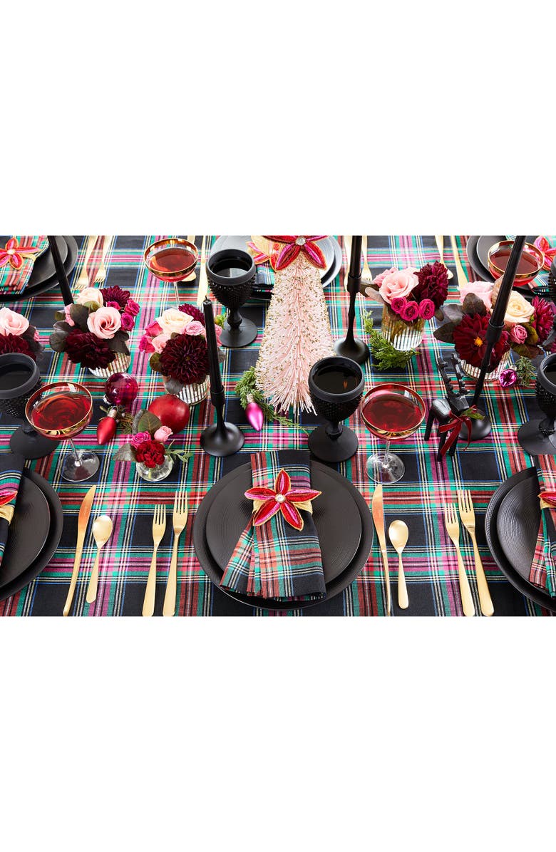 Solino Home Linen Tablecloth - Jewel Plaid, Alternate, color, Black Jewel