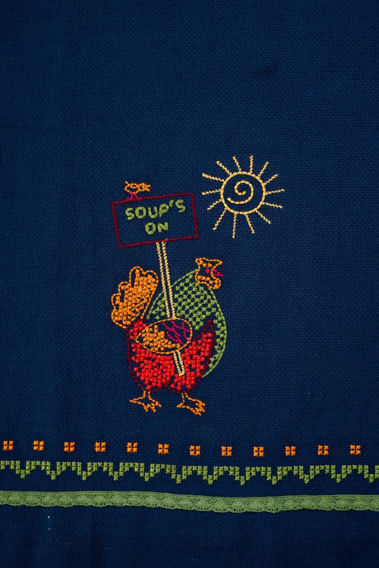 Farm Fresh Embroidered Tea Towels, Set of 2, Alternate, color, Navy