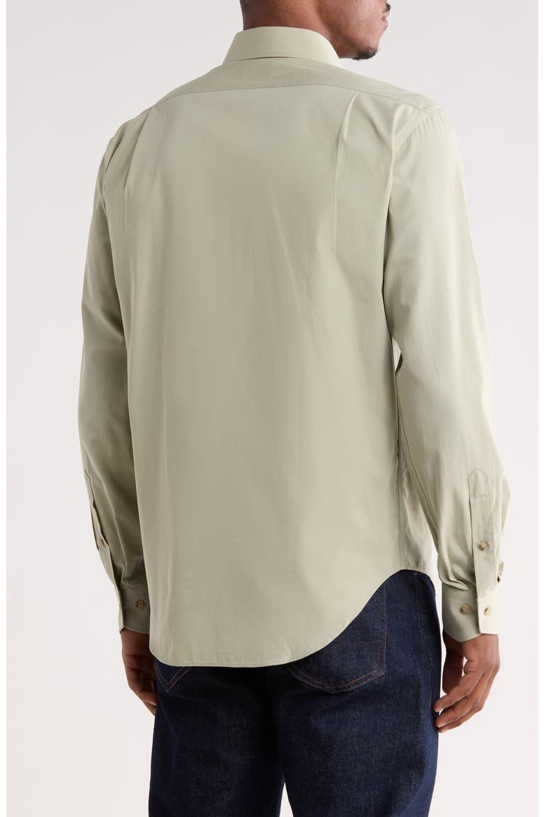 Trim Fit Cotton Dress Shirt, Alternate, color, OLIVE