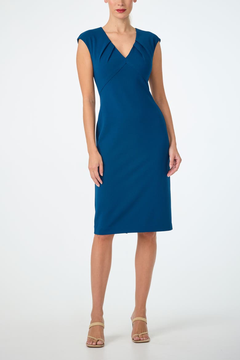 Vibrant V-Neck Sheath Dress, Main, color, Burle Blue
