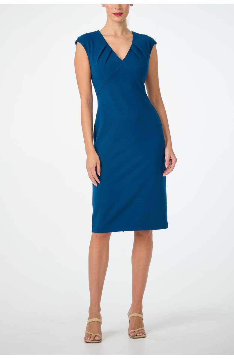 Trina Turk Vibrant V-Neck Sheath Dress, Main, color, Burle Blue