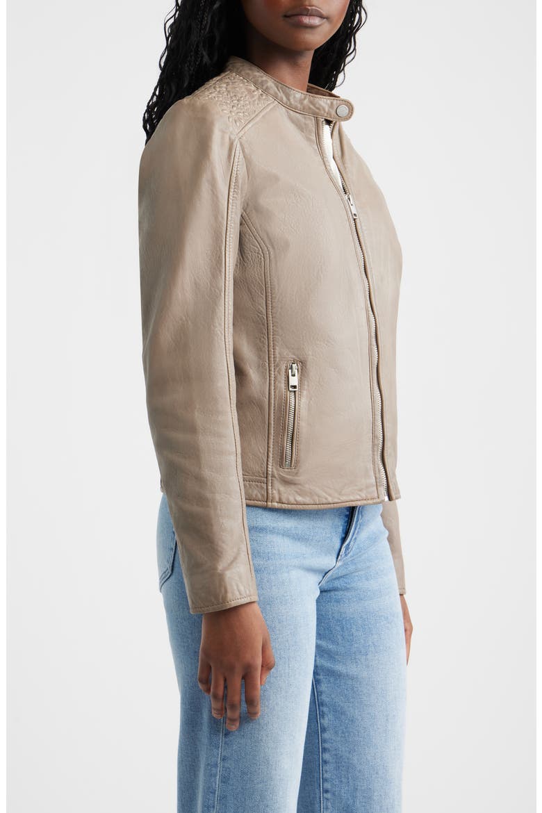Lily Leather Jacket, Alternate, color, TAUPE